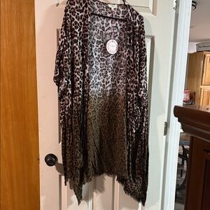 Umgee Animal Print Open Front Cardigan